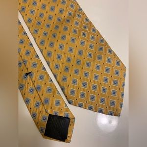 🇺🇸 Brooks Brothers Makers Silk Tie Made In USA Yellow/Blue Geometric Pri…